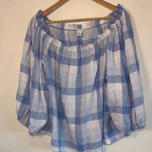 Caslon Blue and White Plaid Blouse